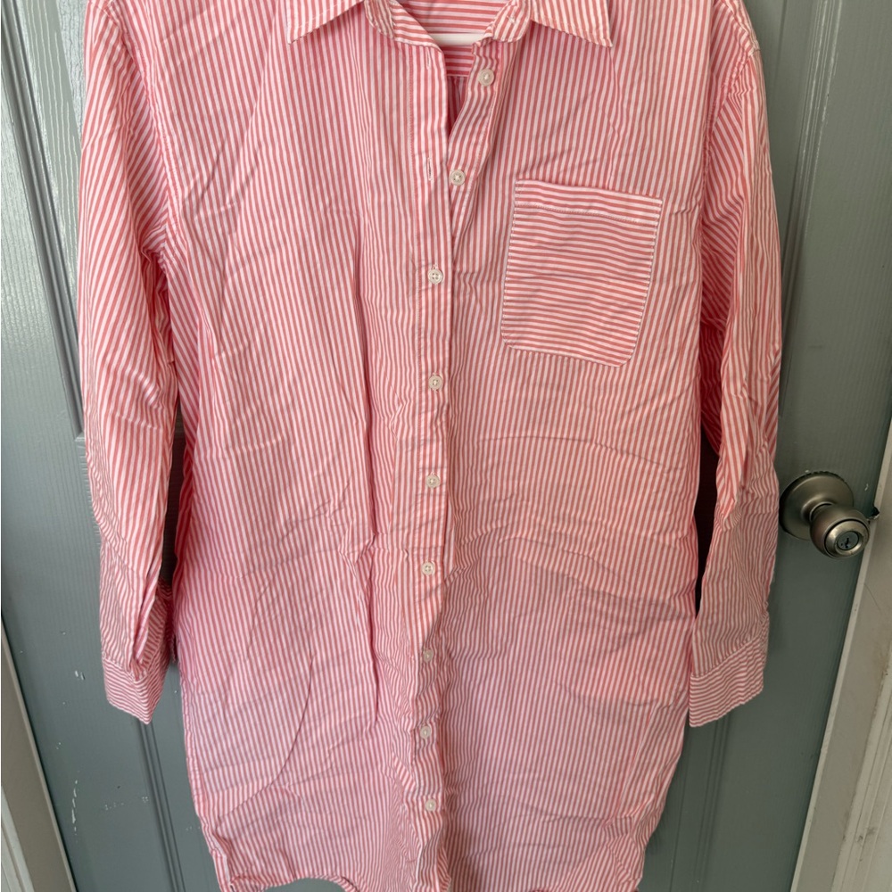 Southern Tide Pink and White Striped Long Sleeve Dress
